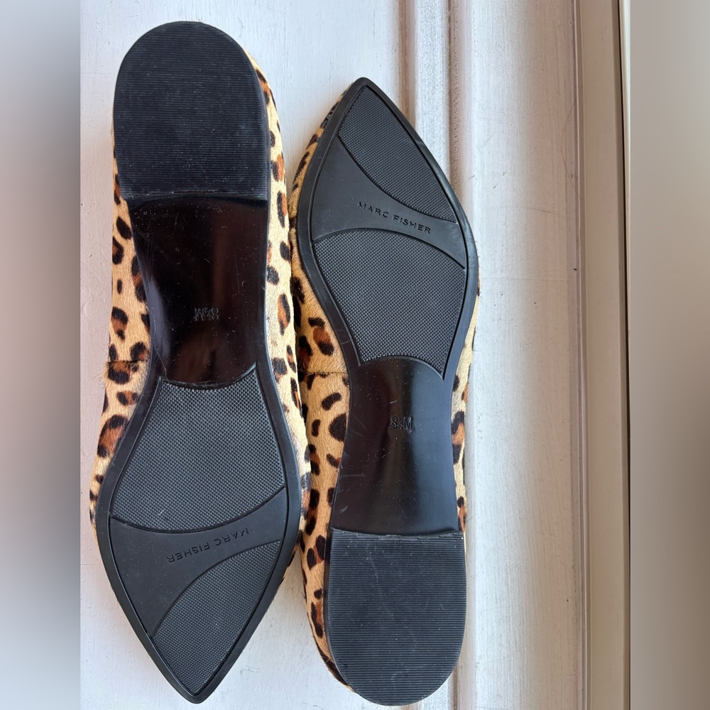 Women’s Leopard Print, Leather/Calf hair Pointed Toe Flats. new W/O Tag Size 8.5 - Picture 5 of 6
